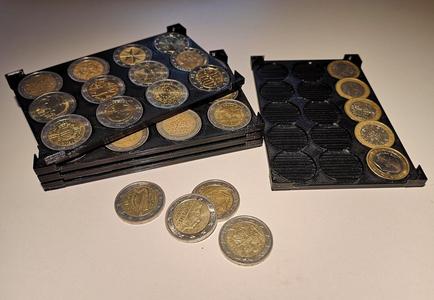 Stackable Coin Collectors Trays for 1 and 2 Euro