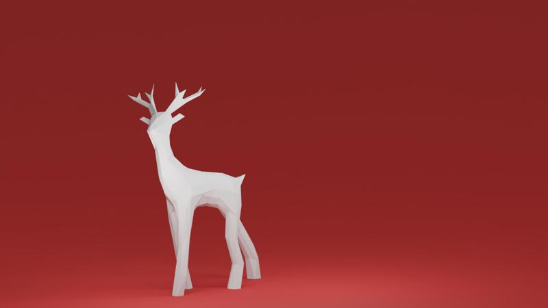 Youngster Christmas Deer - Low Poly