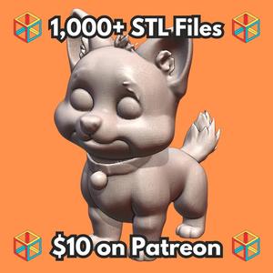 Cute Cartoon Style Dog with Adorable Chubby Cheeks MineeForm FDM 3D Print STL File