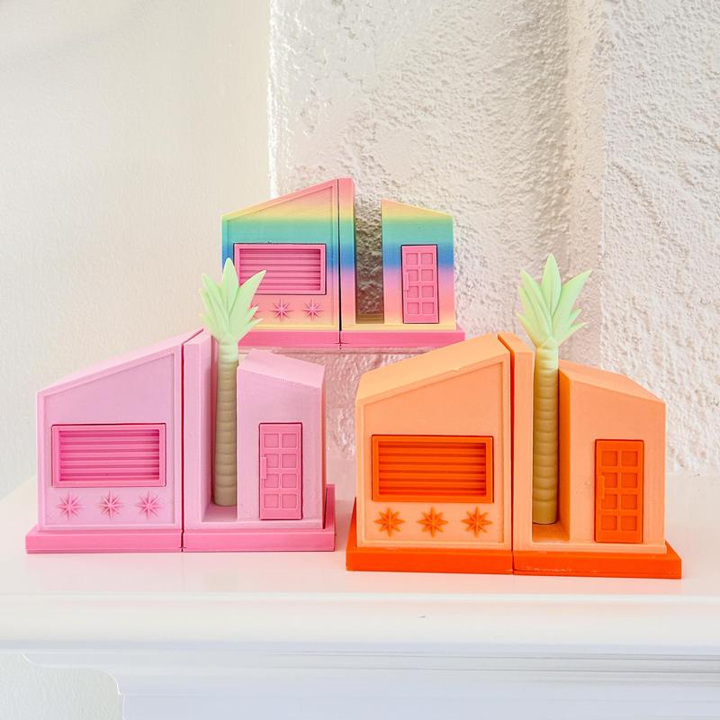 Midcentury Skillion Roof House Bookend: Retro Palm Springs Retro Inspired