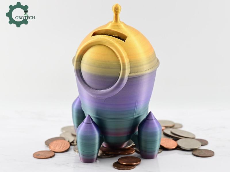 Cobotech Rocket Piggy Bank by Cobotech - Space Themed Piggy Bank - Unique Kids Room Decor - Fun Coin Bank Gift Idea