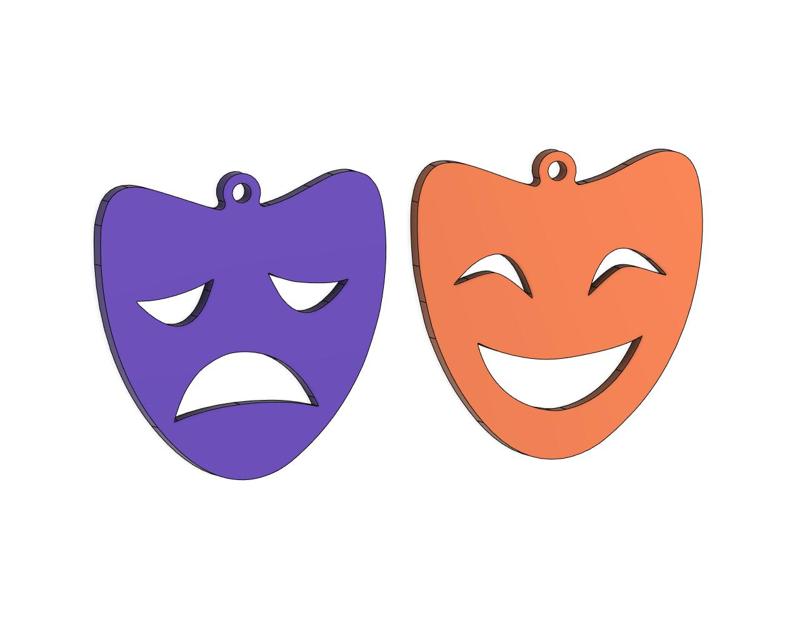 Theatre Mask earrings pendant