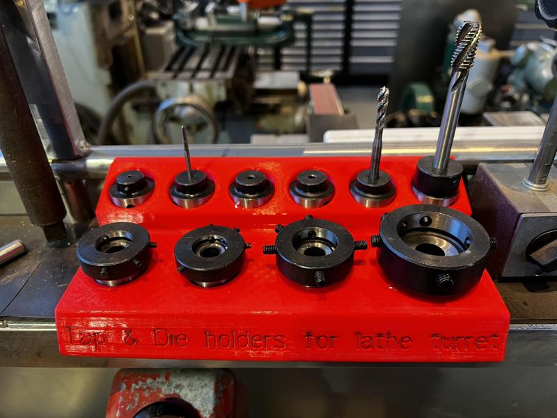 Tap and die holder for lathe turret