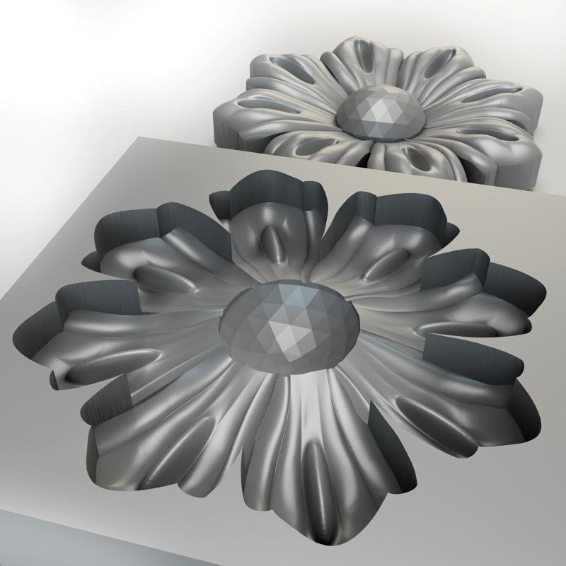 Flower with leaves - silicone or plaster mold for 3D printer