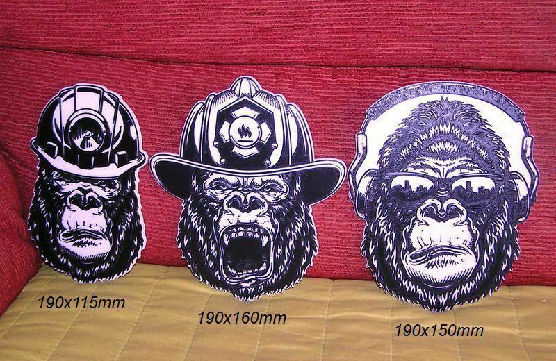 Gorilla, Ape, Ape, Miner, Fireman, Headphones, 3 models, gas, garage, animal, wild, monkey, jungle, poster, 3d printing