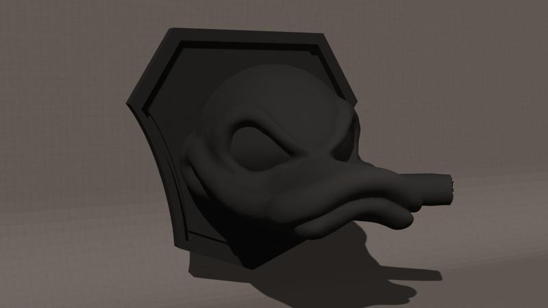 nameplate for gazelle, emblem for gazelle, in the form of a duck, with a cigarette