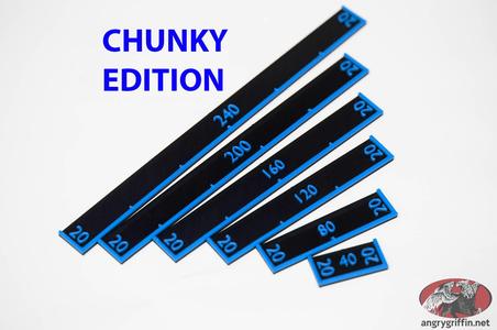 Wargaming Measuring Tool STLs - Metric, for ADLG etc - Chunky Edition - 40mm, 80mm, 120mm, 160mm, 200mm, 240mm