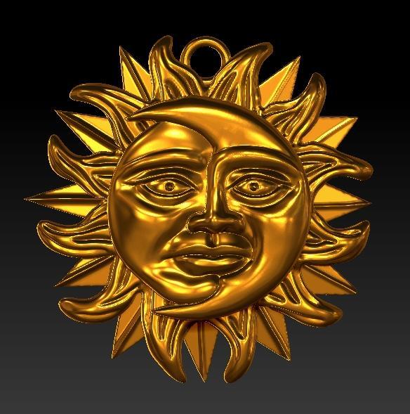 amulet pendant sun and moon