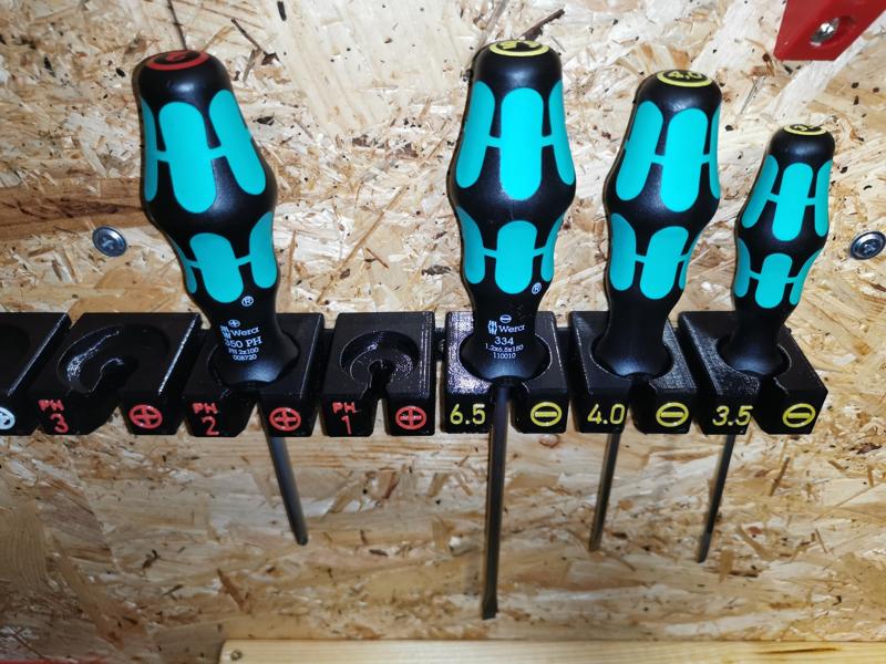 Wera scredriver holders with easy on rail adjustment