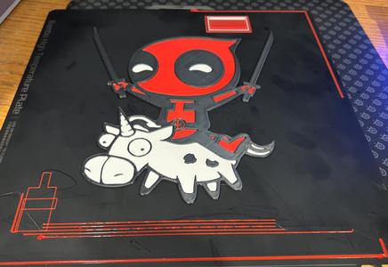 Deadpool riding a cow colorized [Bambu AMS]