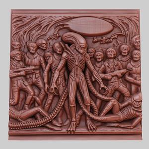 Alien 3d printer relief medallion obj stl