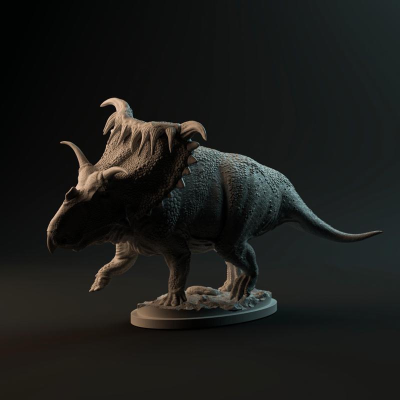 Kosmoceratops running 1-35 scale pre-supported dinosaur