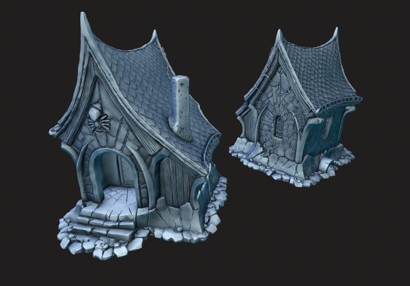 A hut, house or building in gothic style