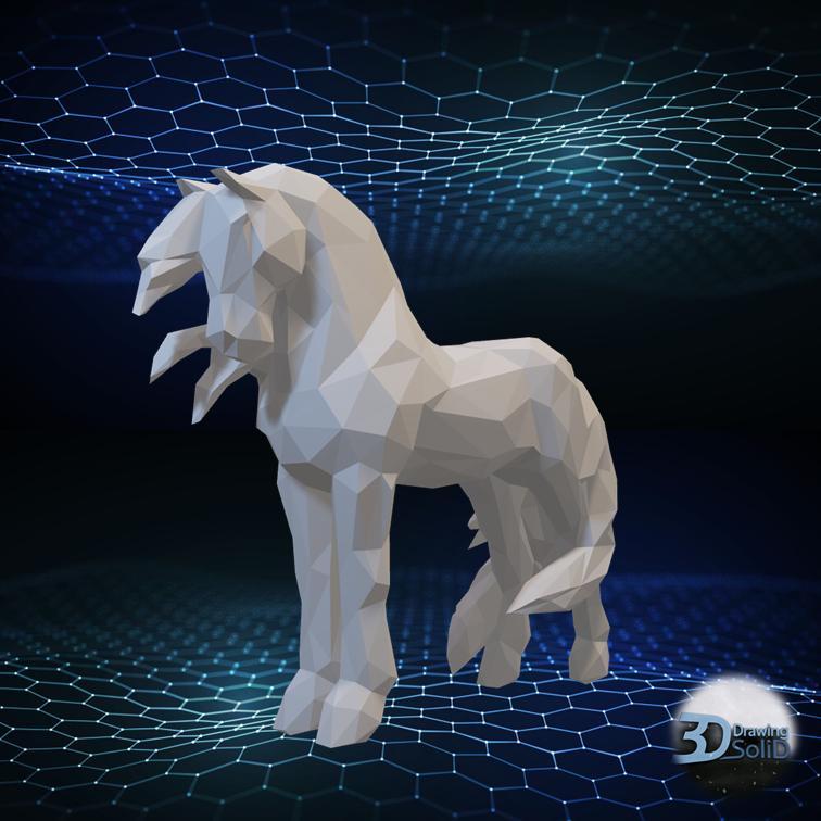 Maned Horse - Low Poly - Decor