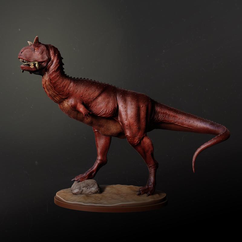 Carnotaurus eating 1-35 scale pre-supported dinosaur