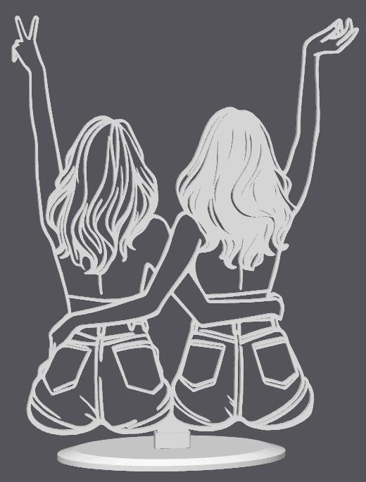 2 Girls Silhouette / Best Friends / Beste Freunde