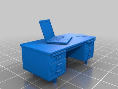 Desk and laptop