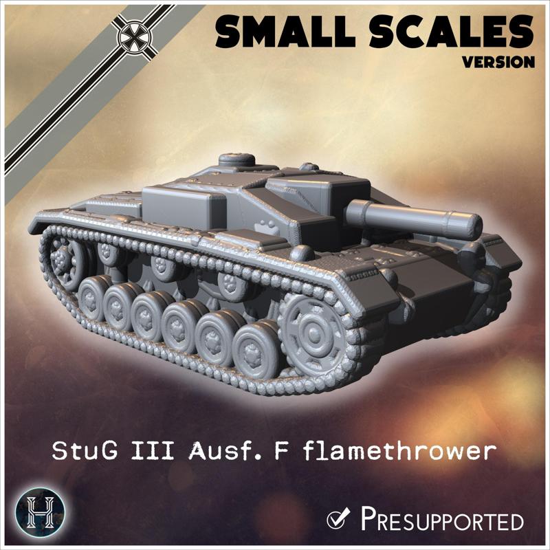 Sturmgeschutz StuG III Ausf. F Schwade flamethrower Flammenwerfer (small scales version) - Germany Eastern Western Front Normandy Stalingrad Berlin Bulge WWII 4mm 6mm 10mm 12mm