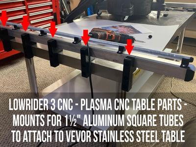 LowRider 3 CNC - Plasma CNC table parts - Mounts for 1.5-in aluminum square tubes to table
