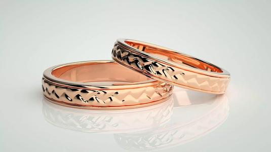 Plain Gold Couple Band Ring 3dm stl render detail