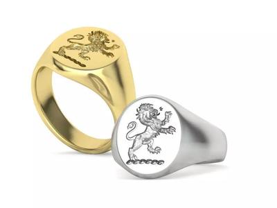 Scottish Rampant Lion Signet Ring Solid Ring 3dmodel