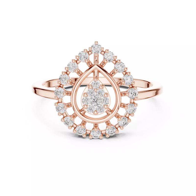 Round Diamond Pear Shape Engagement Wedding Ring 3DM STL Video