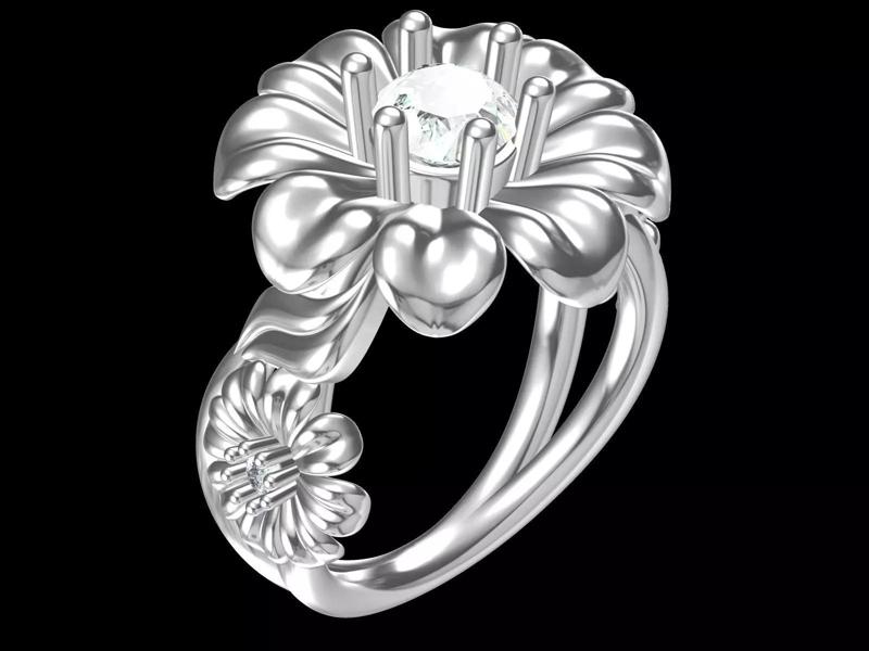 Flower Pattern Rhinestone Wedding Engagement Rings