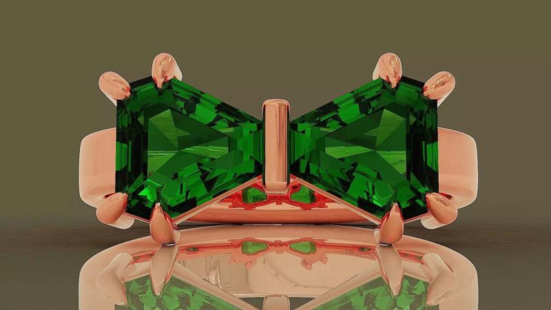 Fashion bow tie diamond ring with calf shape diamonds