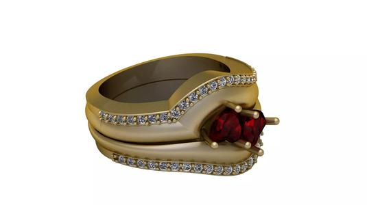 HEART DESIGN RUBY RING 3D PRINTABLE MODEL