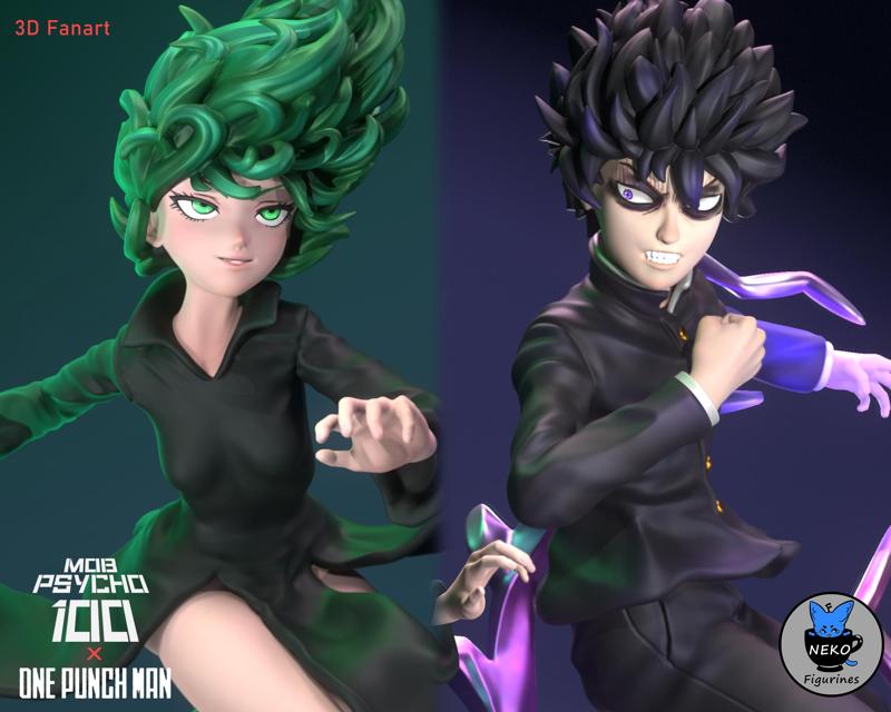 Tatsumaki Vs Mob - OPM x MobPsycho 100 Figurine STL for 3D Printing