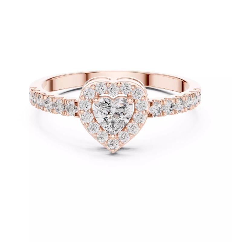 Heart Cut Halo Diamond Engagement Wedding Ring 3DM STL Video