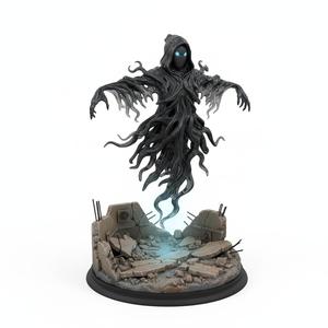 Ethereal Phantom Warrior on Ruined Temple Diorama - High-Detail 3D Printable STL