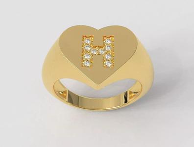 Heart Ring - Diamond Letter H