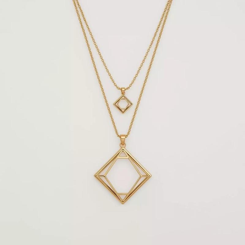 Golden Necklace Minimalist Double Layer Pendant