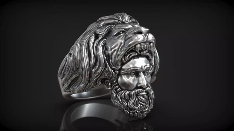 Hercules Nemean Lion Head Greek Myth Antique Ring