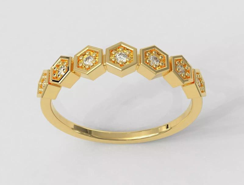 Hexagon Diamond Half Band