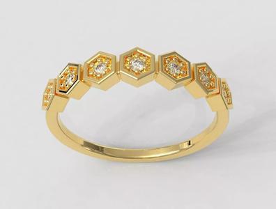 Hexagon Diamond Half Band