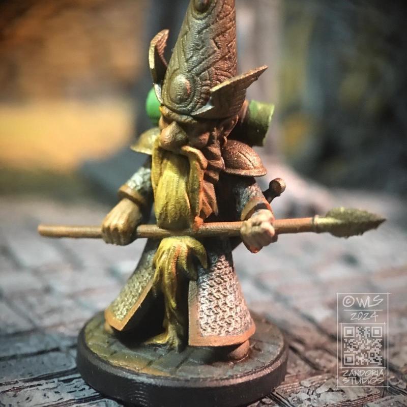 Gnome with Spear, Fantasy Tabletop RPG Miniature or Garden Gnome Statue