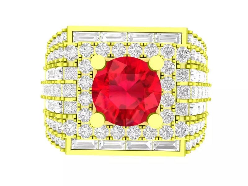 7077 Korean Style Diamond Square Men Ring