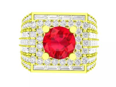7077 Korean Style Diamond Square Men Ring