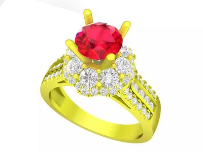 7282 hongkong style halo diamond engagement women ring
