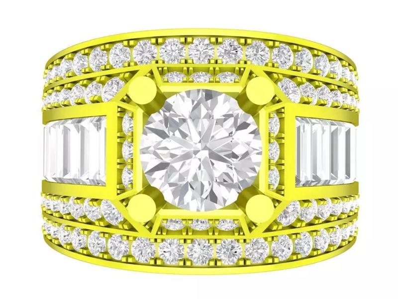 A7192 Korean Diamond Fashion Ring For Businessmen 3D Model