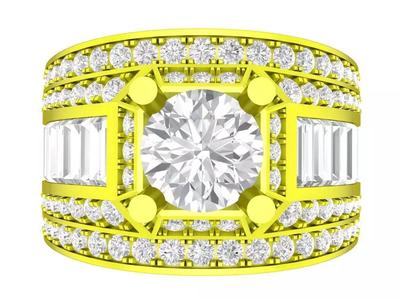 A7192 Korean Diamond Fashion Ring For Businessmen 3D Model