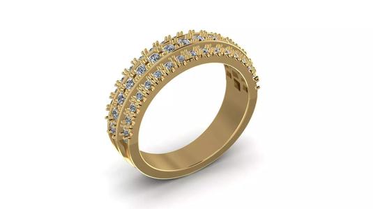 3 Rows Diamond Ring