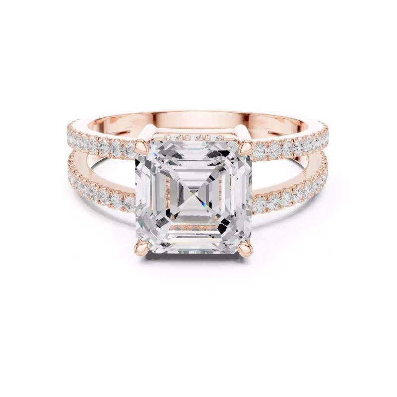 3CT Asscher Cut Split Shank Engagement Ring 3DM STL Video