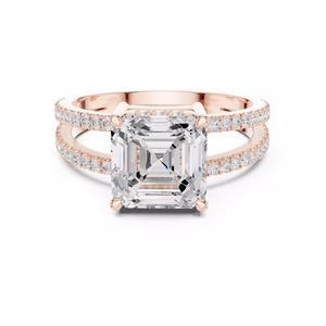 3CT Asscher Cut Split Shank Engagement Ring 3DM STL Video