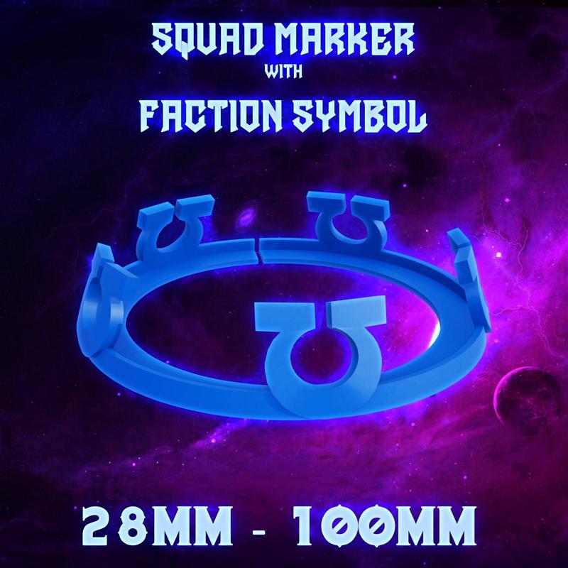 Squad Marker with Faction Symbol "Omega Ultra" | 28mm-100mm bases | Wargames | Tabletop | Base Marker | Base Identifier | Marker Ring