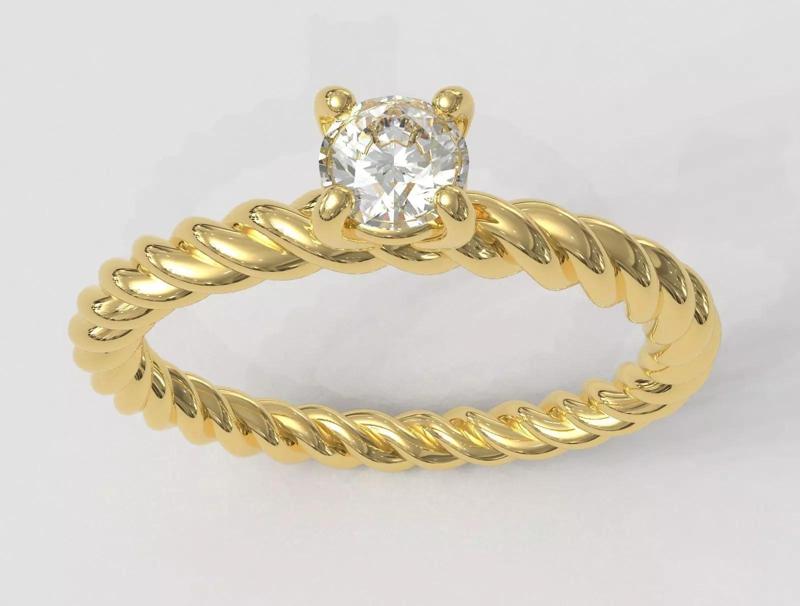 4mm Engagement Ring - Rope Texture