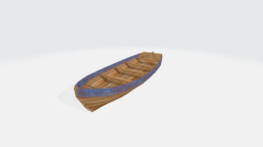 Wooden Boat with blue stripe - 3d model