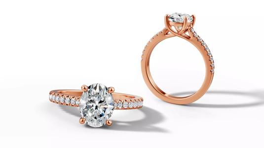9x7 Oval Stone Trellis Engagement Ring Pave Setting 3dmodel